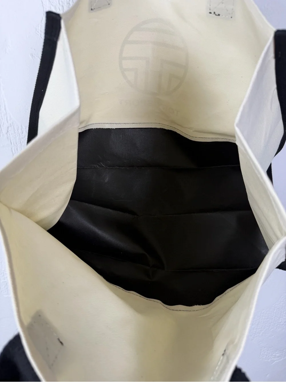 Tory Sport Cream and Black Canvas with Blue Logo Shopping Tote - NWOT 11.5 X 17